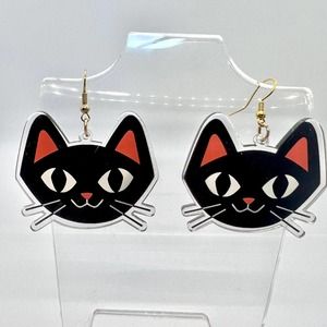 Black Cat Earrings - Halloween Earrings - Supernatural Earrings - Oversized